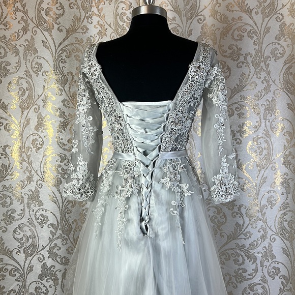 NEW Women's Formal Embroidery Lace up Long Evening Gown prom dress - Picture 8 of 8